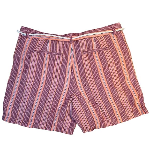 J. Jill - Linen Multi-colored Striped Shorts with Adjustable Belt - Picture 2 of 12